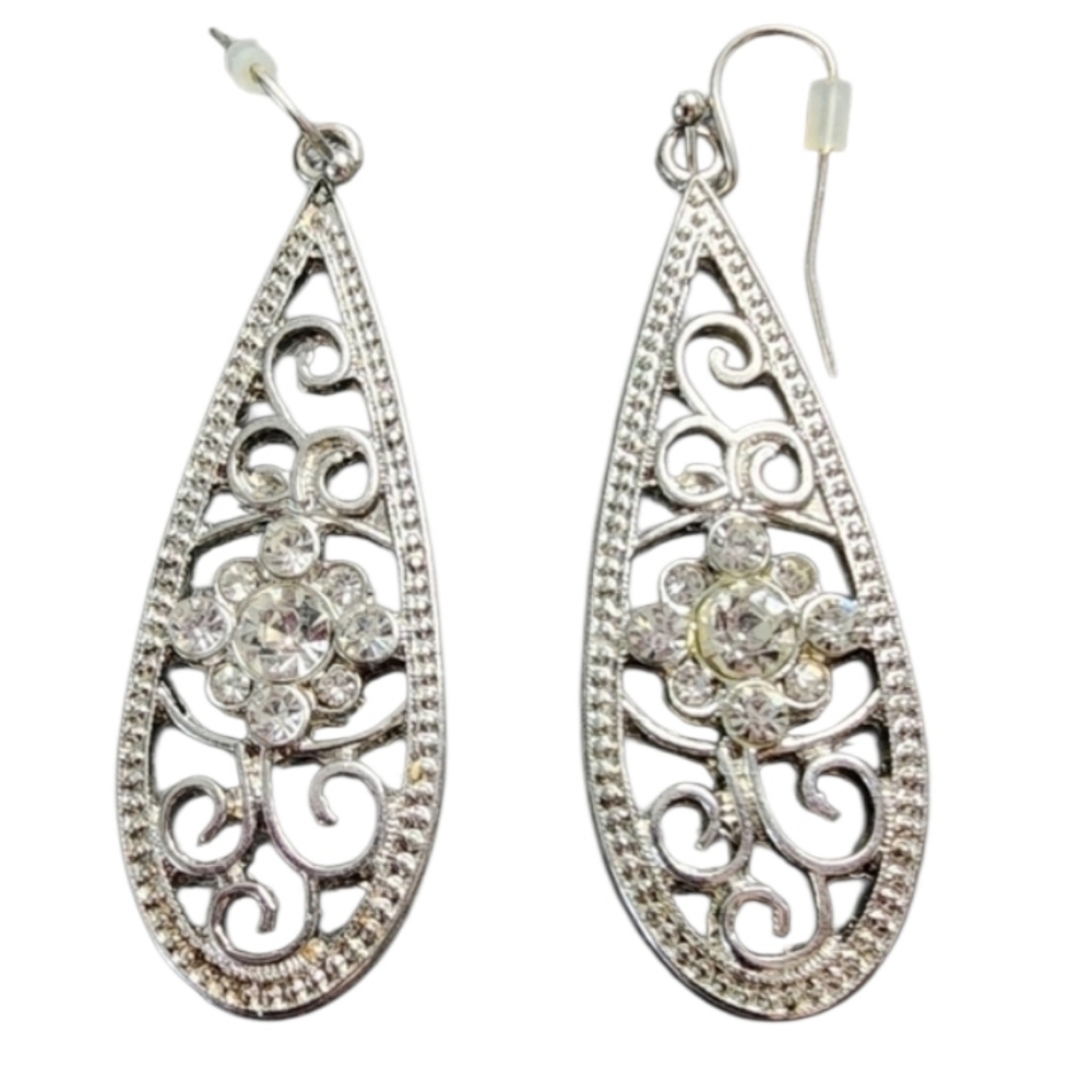Silver Tone Teardrop Earrings